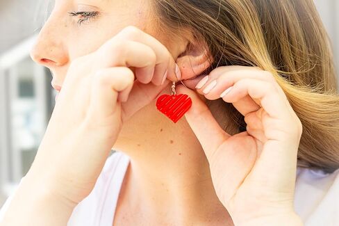 3D-Printed Heart Shaped Dangle Earrings for Women with 925 Sterling Silver French Hooks - Lightweight, Hypoallergenic, Elegant, Secure Fit, Romantic, Modern Unique Love Jewelry in Saudi Arabia