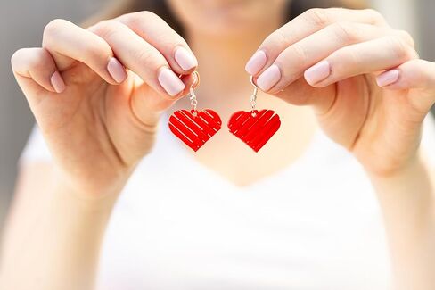 3D-Printed Heart Shaped Dangle Earrings for Women with 925 Sterling Silver French Hooks - Lightweight, Hypoallergenic, Elegant, Secure Fit, Romantic, Modern Unique Love Jewelry in Saudi Arabia