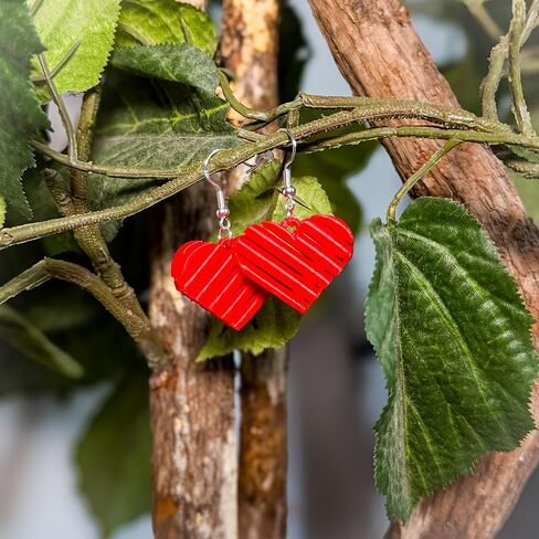 3D-Printed Heart Shaped Dangle Earrings for Women with 925 Sterling Silver French Hooks - Lightweight, Hypoallergenic, Elegant, Secure Fit, Romantic, Modern Unique Love Jewelry in Saudi Arabia