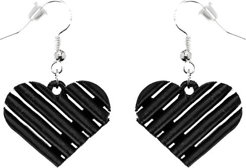 3D-Printed Heart Shaped Dangle Earrings for Women with 925 Sterling Silver French Hooks - Lightweight, Hypoallergenic, Elegant, Secure Fit, Romantic, Modern Unique Love Jewelry in Saudi Arabia