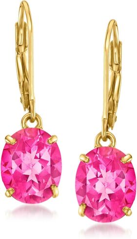 Ross-Simons 6.00 ct. t.w. Pink Topaz Drop Earrings in 18kt Gold Over Sterling in Saudi Arabia