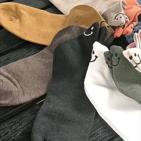 Women's Ankle Low Cut Socks 10 Pairs, Soft Embroidered Multi-Color Minimalist Breathable Daily Hosiery in Saudi Arabia