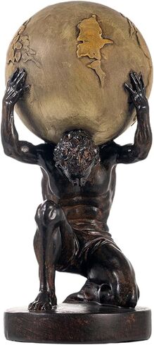Lukitas Atlas Holding Up World Statue and Sculpture, Lifting The Earth Figurine Decor, Creative Ornament for Home Office Living Room, Resin 11.5'' in Kuwait