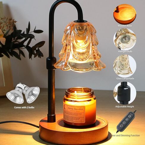 مصباح Zholp لتدفئة الشموع مع مؤقت، ارتفاع قابل للتعديل، 2 لمبة - سخان تذوب الشمع للشمع المعطر والشموع المعطرة، ديكور غرفة النوم المنزلية in Kuwait