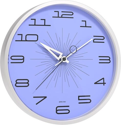 ساعة حائط حديثة من Driini لمنتصف القرن (12 بوصة) - ساعة حائط ريترو صامتة غير موقوتة لغرفة المعيشة أو المطبخ أو الحمام ديكور MCM - ساعات حائط مزخرفة تعمل بالبطارية (أحمر) in Kuwait