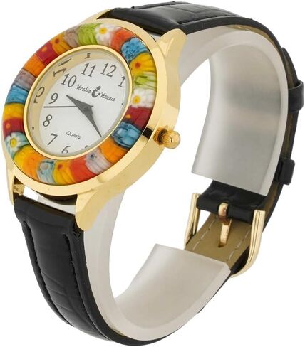 ساعة جلاس أوف فينيسيا سيرينا مورانو ميلفيوري بسوار جلدي - ذهبي أسود in Saudi Arabia
