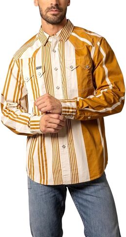 Kimes Ranch Women’s Bandit Long Sleeve Button-Down Shirt with Vintage-Inspired Stripe, Western Yoke & Twin Peaks Flap Pockets in Saudi Arabia