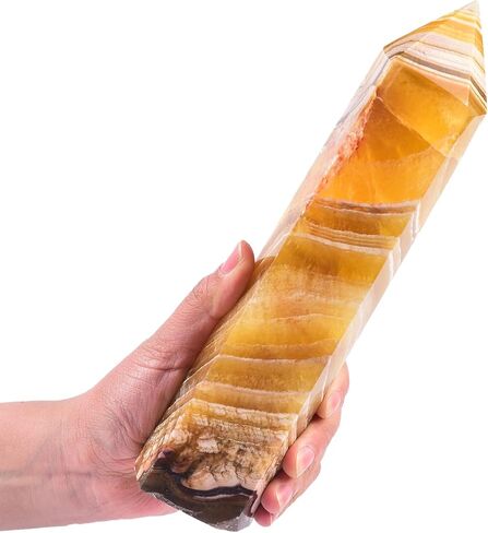 JIC Gem Large Fluorite Crystal Wand Natural Healing Crystal Point Large 6 Sides Colorful Fluorite Stone Crystal Tower Energy Gemstone Home Decor 1.1-1.7 Lbs in Saudi Arabia