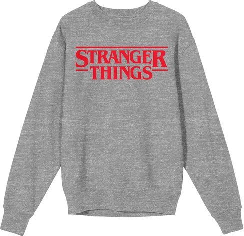 Bioworld Stranger Things Classic Logo Sweatshirt – Athletic Heather Crewneck in Saudi Arabia