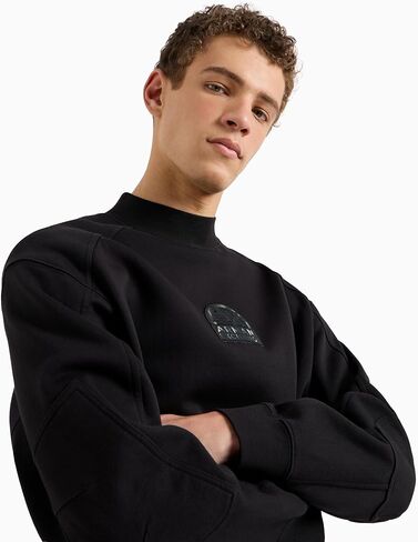 سويت شيرت رجالي من Armani Exchange مصنوع من القطن والبوليستر بشعار شبه دائري in Saudi Arabia