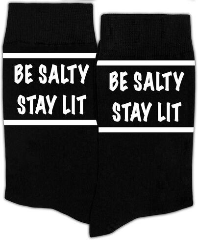 GRXXPIP Be Salty Stay Lit Socks-Funny Attitude Socks for Men or Women, Motivational Gifts for Friends, Teens, Roommates, Birthday or Christmas Gifts.(152) in Saudi Arabia