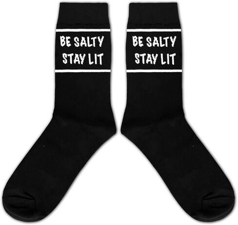GRXXPIP Be Salty Stay Lit Socks-Funny Attitude Socks for Men or Women, Motivational Gifts for Friends, Teens, Roommates, Birthday or Christmas Gifts.(152) in Saudi Arabia