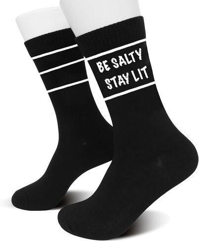 GRXXPIP Be Salty Stay Lit Socks-Funny Attitude Socks for Men or Women, Motivational Gifts for Friends, Teens, Roommates, Birthday or Christmas Gifts.(152) in Saudi Arabia