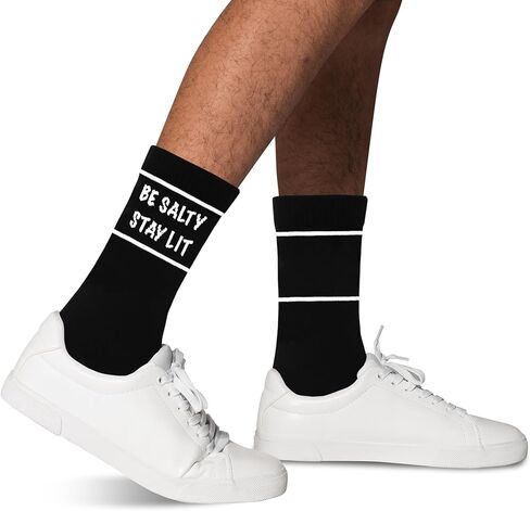GRXXPIP Be Salty Stay Lit Socks-Funny Attitude Socks for Men or Women, Motivational Gifts for Friends, Teens, Roommates, Birthday or Christmas Gifts.(152) in Saudi Arabia