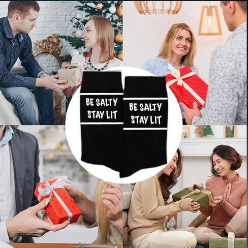 GRXXPIP Be Salty Stay Lit Socks-Funny Attitude Socks for Men or Women, Motivational Gifts for Friends, Teens, Roommates, Birthday or Christmas Gifts.(152) in Saudi Arabia