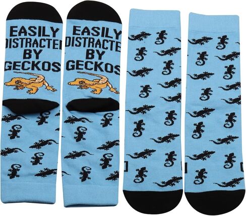 MBMSO 2 Pairs Gecko Socks for Reptile Lover Gifts Easily Distracted by Geckos Gifts for Gecko Owner Funny Reptile Dress Socks in Saudi Arabia