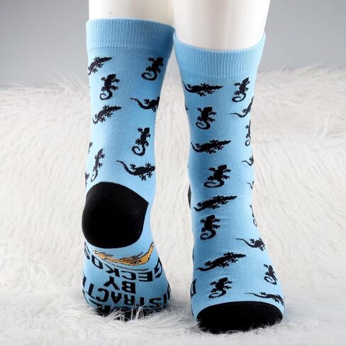 MBMSO 2 Pairs Gecko Socks for Reptile Lover Gifts Easily Distracted by Geckos Gifts for Gecko Owner Funny Reptile Dress Socks in Saudi Arabia