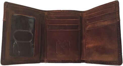 Twisted X Gator Leather Trifold Wallet with Twisted X Logo, Brown, Medium in Saudi Arabia