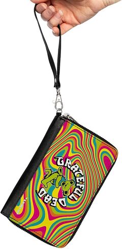 Buckle-Down Grateful Dead Wallet, Zip Around, Grateful Dead Dancing Bear Icon Swirl Multi Color White Black, Vegan Leather in Saudi Arabia
