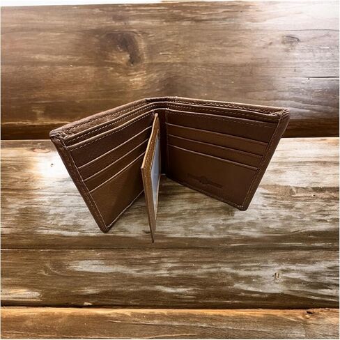 Western Stakes Men’s Short Leather Wallet – Hair-On Cowhide Bifold with Lone Star Concho and Basketweave Tooled Leather – Western Cowboy Wallet for Ranchers & Texas Gift Ideas in Saudi Arabia