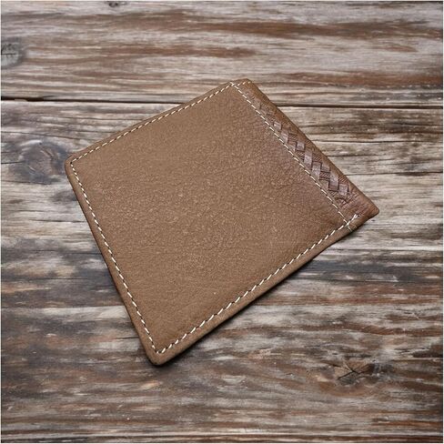 Western Stakes Men’s Short Leather Wallet – Hair-On Cowhide Bifold with Lone Star Concho and Basketweave Tooled Leather – Western Cowboy Wallet for Ranchers & Texas Gift Ideas in Saudi Arabia