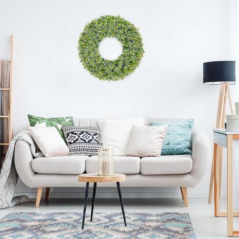 Eucalyptus Wreaths for Front Door 20inch, Spring Summer Greenery Wreath with Two-Tone Leaves & Yellow Flower Buds, Artificial Wreath Decoration for Farmhouse, Wedding, Home, Wall, Indoor & Outdoor in Saudi Arabia