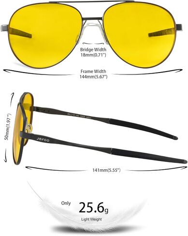 نظارات القيادة الليلية Jefoo Aviator للرجال والنساء، نظارات رؤية ليلية مضادة للوهج مع عدسات صفراء مستقطبة in Kuwait