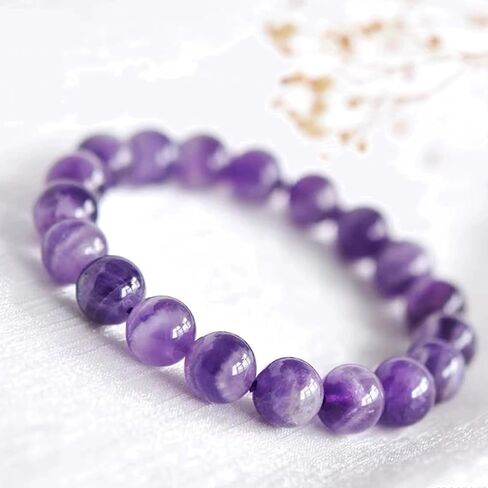 Amethyst for Good Luck - Natural Amethyst Bracelet, Handmade 10mm Purple Crystal Beaded Jewelry, Healing Stone Stretch Bracelet for Women and Men in Saudi Arabia