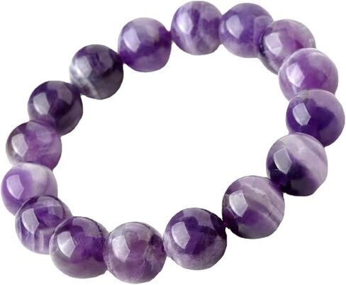 Amethyst for Good Luck - Natural Amethyst Bracelet, Handmade 10mm Purple Crystal Beaded Jewelry, Healing Stone Stretch Bracelet for Women and Men in Saudi Arabia