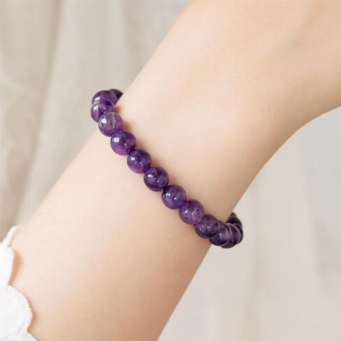 Amethyst for Good Luck - Natural Amethyst Bracelet, Handmade 10mm Purple Crystal Beaded Jewelry, Healing Stone Stretch Bracelet for Women and Men in Saudi Arabia