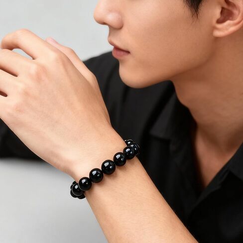 Shungite Black Onyx Bracelet for Women and Men Natural Black Stone Jewelry Bracelet trendy fashion jewelry Boho Fashion in Saudi Arabia