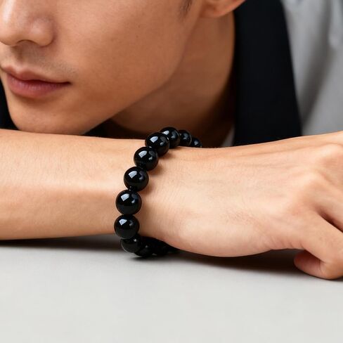 Shungite Black Onyx Bracelet for Women and Men Natural Black Stone Jewelry Bracelet trendy fashion jewelry Boho Fashion in Saudi Arabia