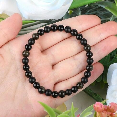Shungite Black Onyx Bracelet for Women and Men Natural Black Stone Jewelry Bracelet trendy fashion jewelry Boho Fashion in Saudi Arabia