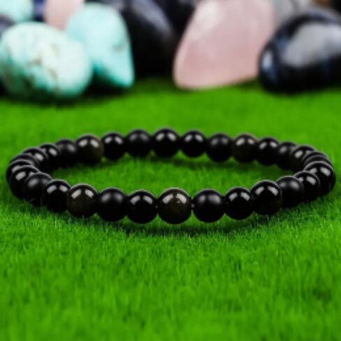 Shungite Black Onyx Bracelet for Women and Men Natural Black Stone Jewelry Bracelet trendy fashion jewelry Boho Fashion in Saudi Arabia