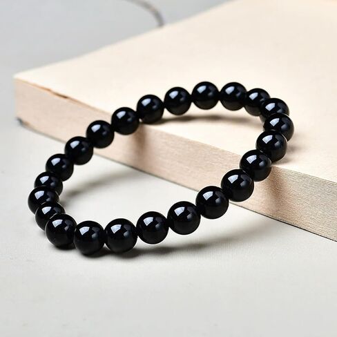 Shungite Black Onyx Bracelet for Women and Men Natural Black Stone Jewelry Bracelet trendy fashion jewelry Boho Fashion in Saudi Arabia