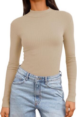 جرة من الحب القمصان طويلة الأكمام للنساء للنساء السلاحف السلحفاة مضلعة ضلعة نحيفة FIR in Kuwait