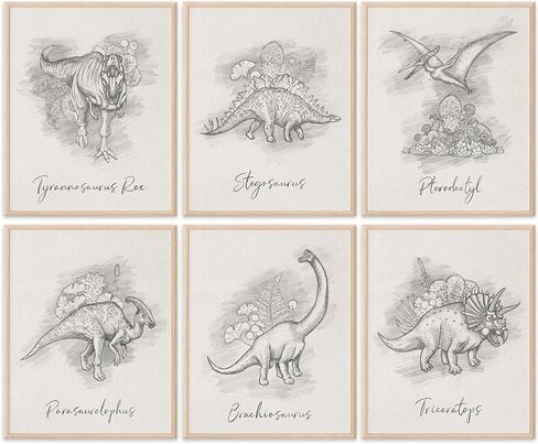 Dinosaur Watercolor Art Prints (Set of 4) - Unframed - 8x10s | Set includes Tyrannosaurus Rex (T-Rex), Triceratops, Stegosaurus, and Brachiosaurus | Kids Wall Decor in Kuwait
