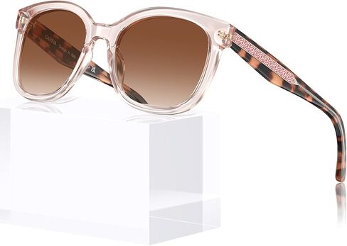 نظارات شمسية مستقطبة من CARFIA باللون الوردي على شكل عين القطة للنساء للحماية من الأشعة فوق البنفسجية، نظارات نسائية كلاسيكية مع قلب سلكي منقوش in Kuwait