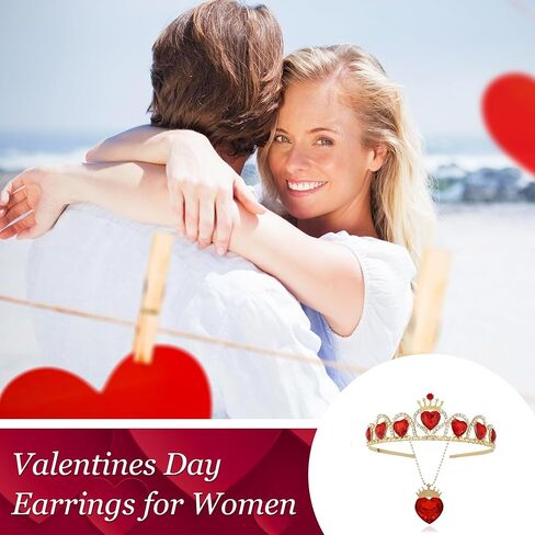 JAVARNV Heart Necklacs for Women Red Heat Necklace and Earrings Set Valentines Day Gifts for Her Valentines Day Necklace Red Necklaces Jewelry Gifts in Saudi Arabia