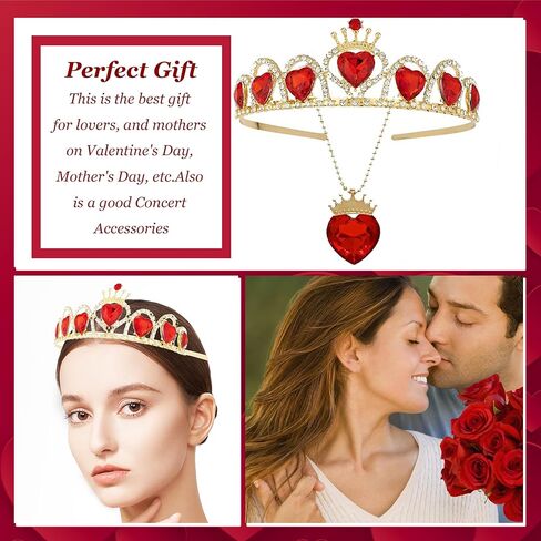 JAVARNV Heart Necklacs for Women Red Heat Necklace and Earrings Set Valentines Day Gifts for Her Valentines Day Necklace Red Necklaces Jewelry Gifts in Saudi Arabia