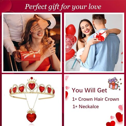 JAVARNV Heart Necklacs for Women Red Heat Necklace and Earrings Set Valentines Day Gifts for Her Valentines Day Necklace Red Necklaces Jewelry Gifts in Saudi Arabia