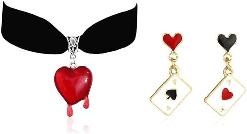JAVARNV Heart Necklacs for Women Red Heat Necklace and Earrings Set Valentines Day Gifts for Her Valentines Day Necklace Red Necklaces Jewelry Gifts in Saudi Arabia