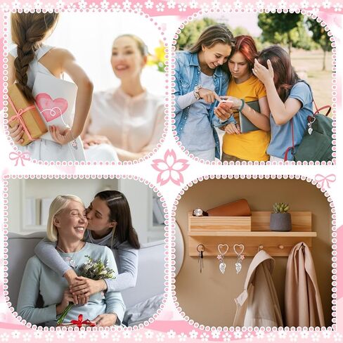 Tondiamo 3pcs Mother Daughter Heart Matching Jewelry Set Includes 1 Set of Love Pendant Necklace, Bracelet and Keychain Stainless Steel Christmas Gift for Mom Women Mother Day Birthday from Daughter in Saudi Arabia