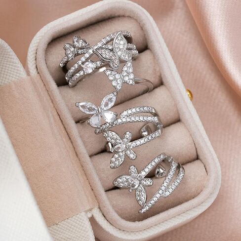 Aesthetic Crystal Butterfly Stud Earrings and Rings Jewelry Set for Women in Saudi Arabia
