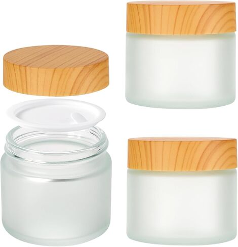 4 oz Glass Jars with Lids, Hoa Kinh 2 Pack Amber Small Glass Jars with Black Lids Empty Cosmetic Containers Airtight Round Glass Jar for Lotions, Powders and Ointments in Saudi Arabia