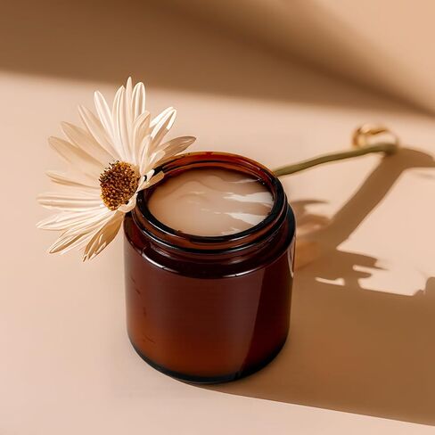 4 oz Glass Jars with Lids, Hoa Kinh 2 Pack Amber Small Glass Jars with Black Lids Empty Cosmetic Containers Airtight Round Glass Jar for Lotions, Powders and Ointments in Saudi Arabia