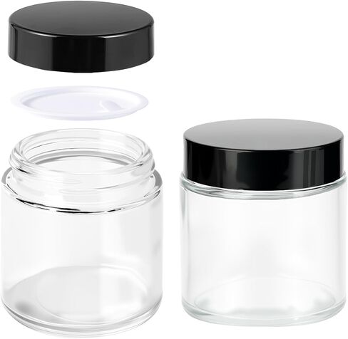 4 oz Glass Jars with Lids, Hoa Kinh 2 Pack Amber Small Glass Jars with Black Lids Empty Cosmetic Containers Airtight Round Glass Jar for Lotions, Powders and Ointments in Saudi Arabia