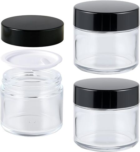 4 oz Glass Jars with Lids, Hoa Kinh 2 Pack Amber Small Glass Jars with Black Lids Empty Cosmetic Containers Airtight Round Glass Jar for Lotions, Powders and Ointments in Saudi Arabia
