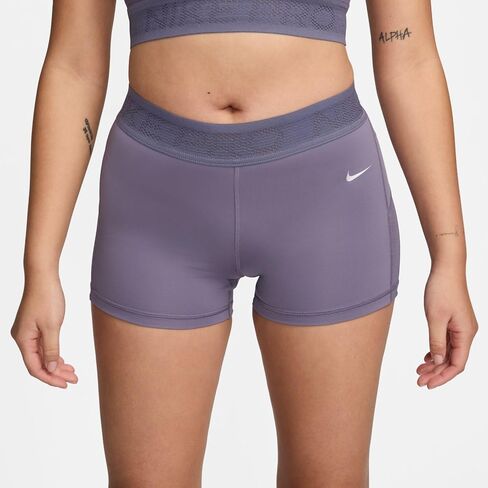 شورت Nike Pro نسائي متوسط ​​الارتفاع 3 بوصة بأجزاء شبكية (Daybreak/أبيض، FN3336-509) مقاس X-Small in Saudi Arabia