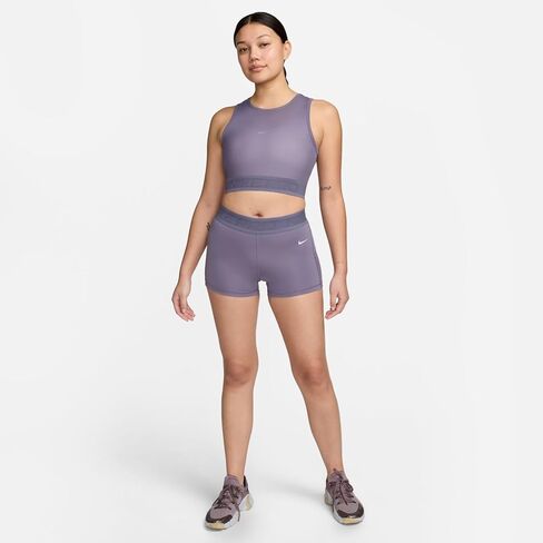 شورت Nike Pro نسائي متوسط ​​الارتفاع 3 بوصة بأجزاء شبكية (Daybreak/أبيض، FN3336-509) مقاس X-Small in Saudi Arabia